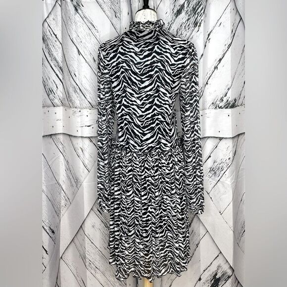 Zara Zebra Print Dress Mesh Size L - Picture 3 of 8